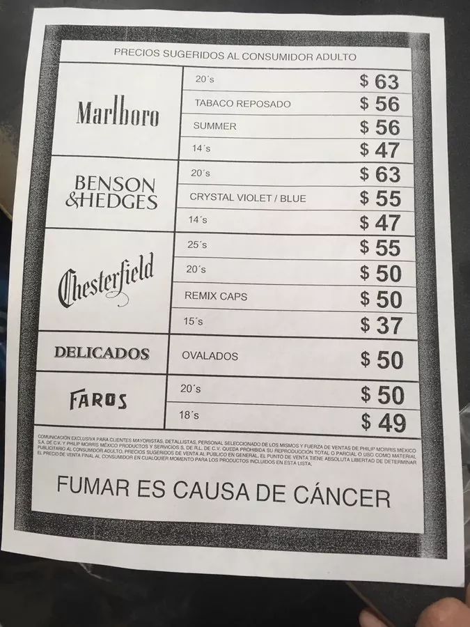 Sube De A Pesos El Precio De Cajetilla De Cigarros Por Aumento En My